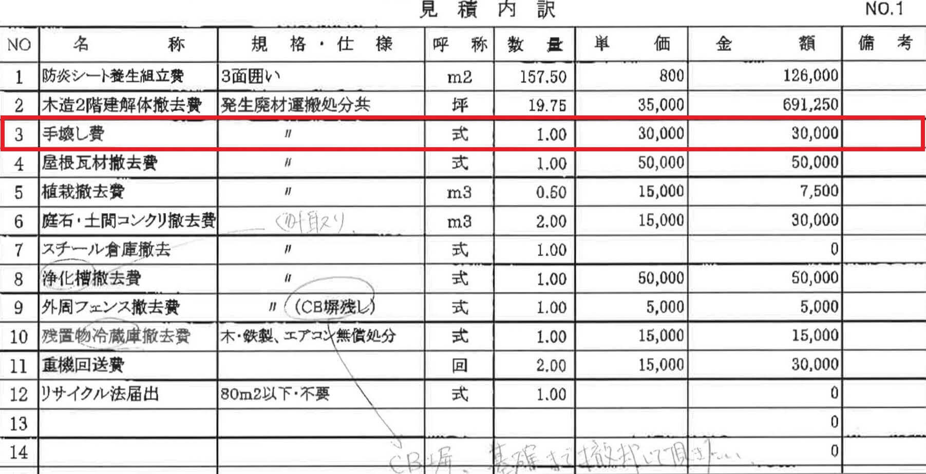 さいたま市緑区 解体費用はどんぶり勘定 内訳のない見積書が届いた